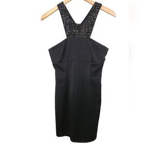 NWT Armani Exchange Vintage Y2K Black Mini High Neck beaded dress 4